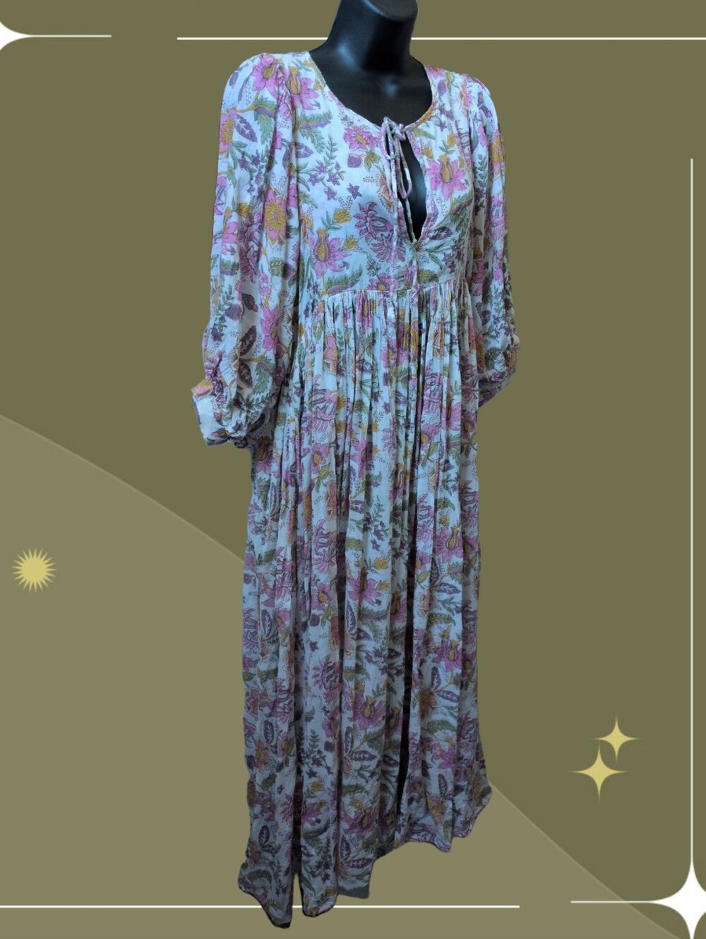 ✨Kyra Maxi Dress in Fuchsia Bloom by Daughters of India size small.